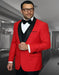 Men'S Red 1 Button Shawl Collar Two Toned Tuxedo - Red Tuxedo