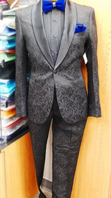 Men's Ash Floral Pattern Shawl Lapel Tuxedo