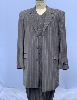 Men's Bold Chalk Stripe Grey Pinstripe Zoot Suit