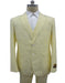 Men's  Notch Label Yellow Colour Summer Seersucker Fabric Jacket and Pants 3 Piece Suit