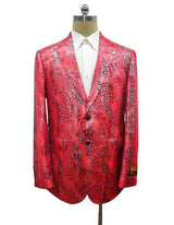 Men's Red Alligator Ostrich looking Python Snakeskin Print
