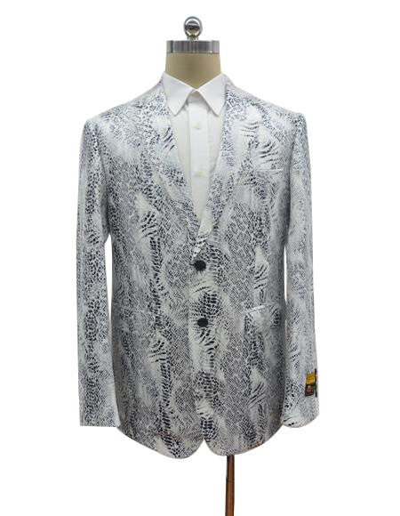 Men's White Alligator Ostrich looking Python Snakeskin Print