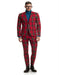 Checkered pattern one chest pocket red tartan  suit mens