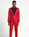 Red Suit Paisley Slim Fit Tuxedo Three Piece Set - Wedding - Prom