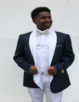 Men's Shawl Label Blue Suit