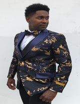 Men's Peak Label Blue and Gold Suit