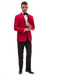 Men's Red and Black  Trimmed Shawl Lapel Suit