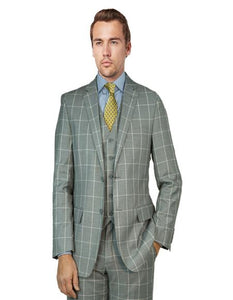 Mantoni Suit Brand Suit Gray Windowpane- High End Suits - High Quality Suits