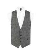 Men's Black and Grey Vest Regular Fit 100% Wool Low Cut Waistcoat