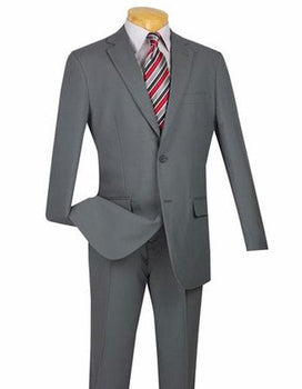 Men's Gray Poly Poplin Fabric Classic Fit Flat Front Pant Suit