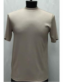Men's Tan Short Sleeve Classy Look Mock Neck Shirts