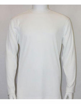 Men's White Long Sleeve Poly Microfiber Mock Neck Shirts