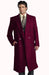 Men's Six Button Dark Burgundy Fully Lined Long Coat