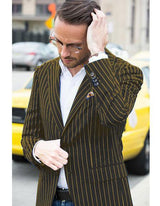 Men's Black and Gold Pinstripe Cheap Priced Designer Blazer