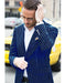 Men's Navy and Bold White Pinstripe Designer Fashion Blazer