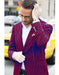 Men's Dark Burgundy and White Pinstripe Two Button Blazer