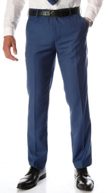 Men's Indigo Slim Fit Flat-Front Men's Dress Pants - Cheap Priced Dress Slacks For Men On Sale
