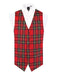 Men'S Red Tartan - Plaid Vest Regular Fit 5 Button Waistcoat