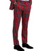 Red Tartan Palid Window Pane Pattern Flat Front Pants Slacks