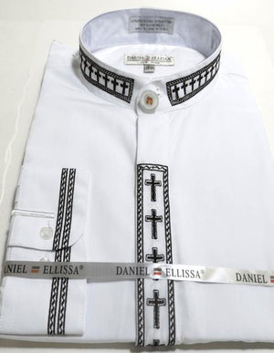 Daniel Ellissa Men's French Cuff Shirt White and Black