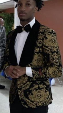 Men's Shawl Lapel Suit Black ~ Gold