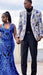 Men's Shawl Lapel Suit White Blue