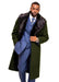 Dark Olive Overcoat ~ Long Men's Dress Topcoat -  Winter coat With Fur Collar in and Fabric