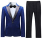 Velvet Suit Tuxedo Suit Jacket And Pants Blue (Including Black Pants)