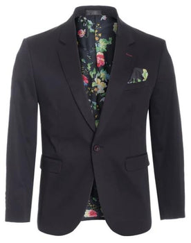 Men'S Cotton Stretch Slim Fit Blazer Black