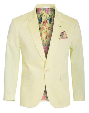Men'S Cotton Stretch Slim Fit Blazer Lemon