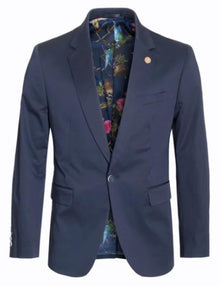Men'S Cotton Stretch Slim Fit Blazer Navy