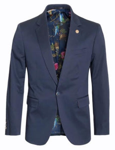 Men'S Cotton Stretch Slim Fit Blazer Navy