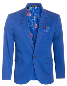 Men'S Cotton Stretch Slim Fit Blazer Royal
