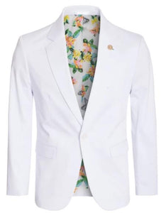 Men'S Cotton Stretch Slim Fit Blazer White