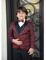 Men's Red Textured Pattern Suit