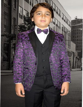Men's Purple Textured Pattern Tuxedo