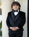 Black Shawl Lapel Textured Pattern Tuxedo Jacket For Mens