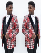Men's Black ~ Rose Peak Lapel Suit with Black Tie