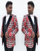 Men's Black ~ Rose Peak Lapel Suit with Black Tie