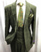 Green Two Button Two Flap Front Pockets Business Suit for Men