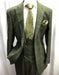 Green Two Button Two Flap Front Pockets Business Suit for Men