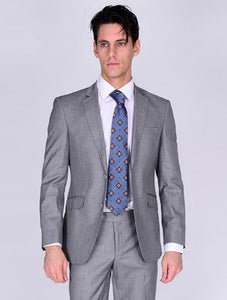 Mantoni Suit Brand Men’s Suit-Light Gray- High End Suits - High Quality Suits