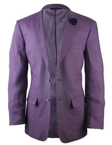 Men's Purple Two Buttons Linen Blazer ~ Sport Coat