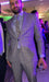 Peak Lapel Pinstrip Pattern Gray Suit for Men