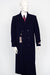 Men's Navy Peak Lapel  Full Length Coat Duster Maxi Coat