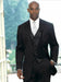 Black Three Button Striped Pinstriped Tuxedo