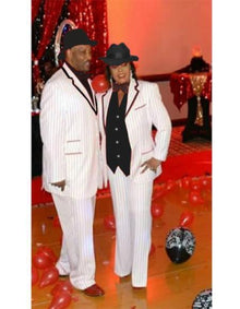 Mens High Zoot Suit - Pimp Suit - Zuit Suit or Tuxedo With Trimmed  White ~ Black