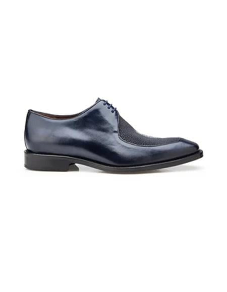 Navy Cushion insole Genuine Stingray Italian Calf Dress Shoes main image 1