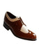 Stacy Baldwin Men's Wide Eee Width Wingtip Two Toned Dress All Leather 1920's Gangster Vintage Style Oxfords Brown and White Shoe