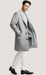 Men'S Light Grey ~ Wine Peak Lapel Two Flap Front Pockets Men'S Carcoat - Car Coat Mid Length Three Quarter Length Coat
